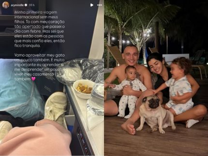 Esposa de João Gomes, Ary Mirelle explica viagem sem os filhos: “Viver meu casamento”